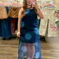 Navy Polka Dot Sheer Overlay Maxi Dress