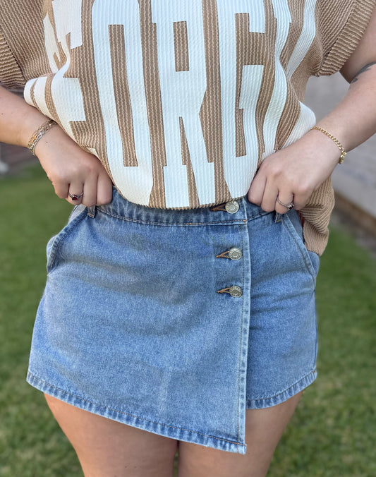 Denim Wrap Skort