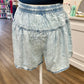 Light Washed Chambray Button Down Flare Shorts