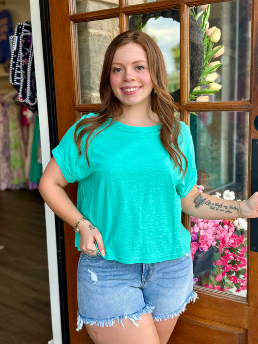Mint Cotton Round Neck Tee