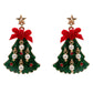 Green Acrylic Christmas Tree with Pearl Accents 1.75" Earring