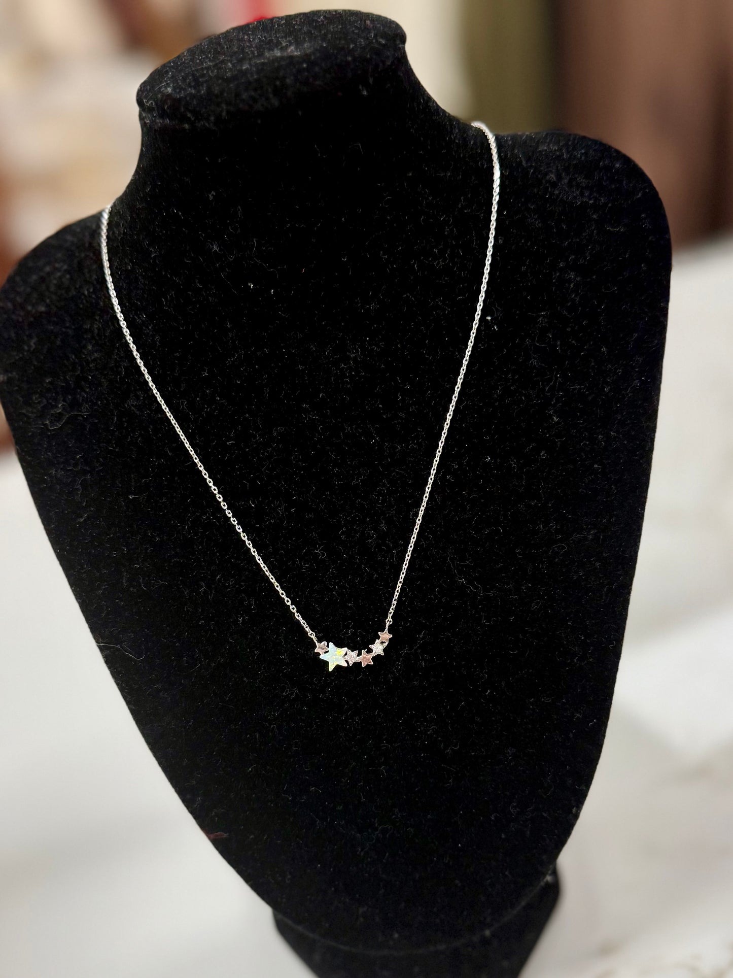 Silver Dainty Multi Star Necklace