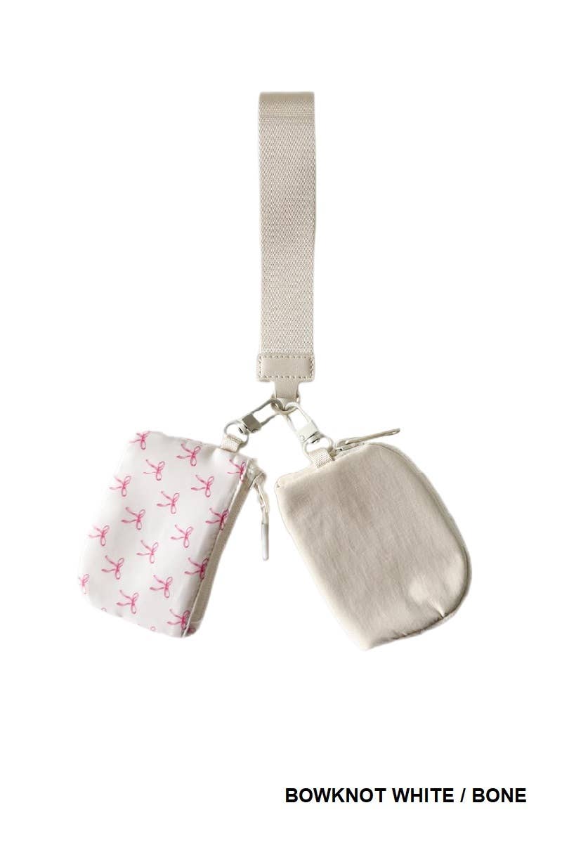 Bow Dual Pouch Wristlet Keychain Wallet