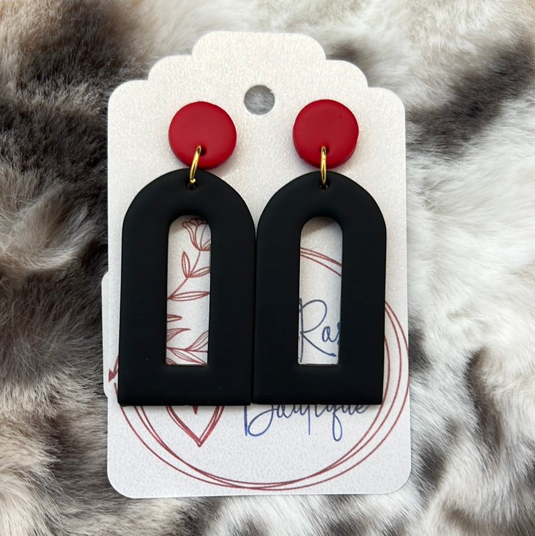 Red And Black Dangle Earring