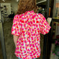 Pink Abstract Button Back Top