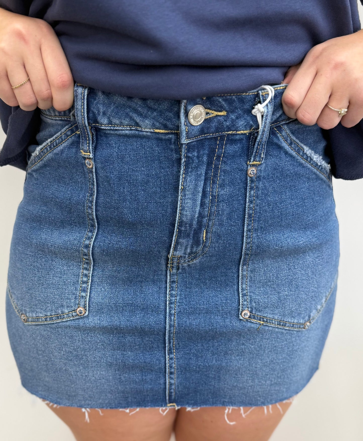 Raw Hem Denim Mini Skirt