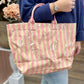 Pink & Yellow Glossy Striped Pool Tote Bag