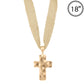Gold Hammered Cross Fabric Necklace