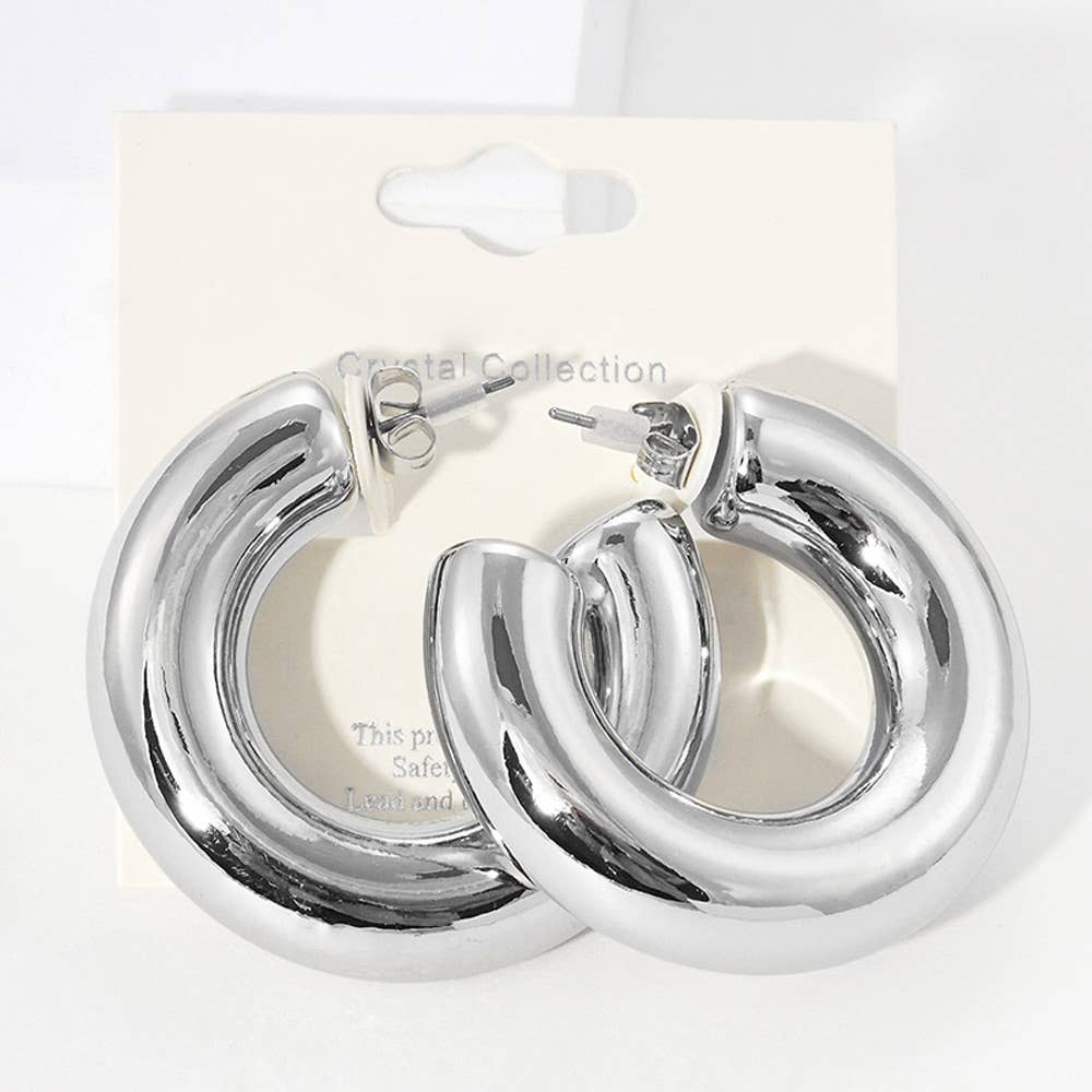 Silver Thick Open Hoop