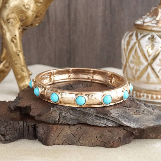Turquoise Slim Cabochon Eternity Bangle Bracelet