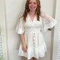 Dreamy White V-Neck Short Sleeve Lace Skater Dress