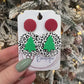 White Cheetah Christmas Tree Earrings