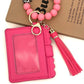 Hot Pink Beaded Bracelet Keychain Wallet
