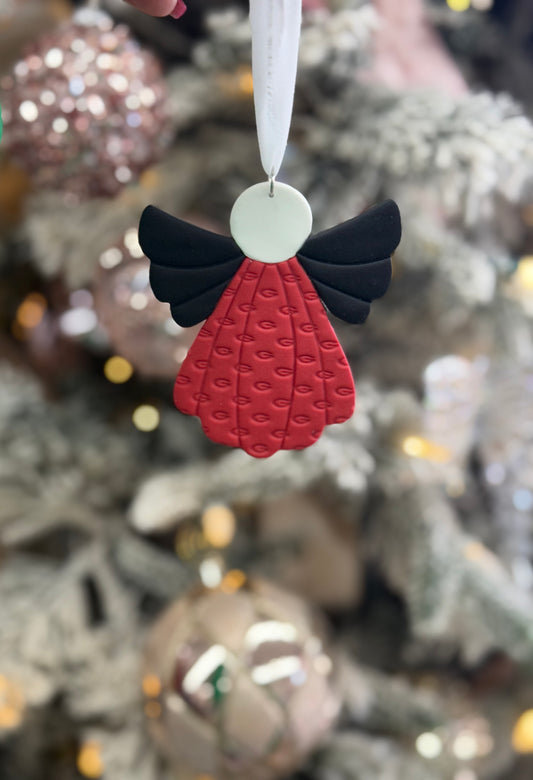 Georgia Red & Black Clay Angel Ornament