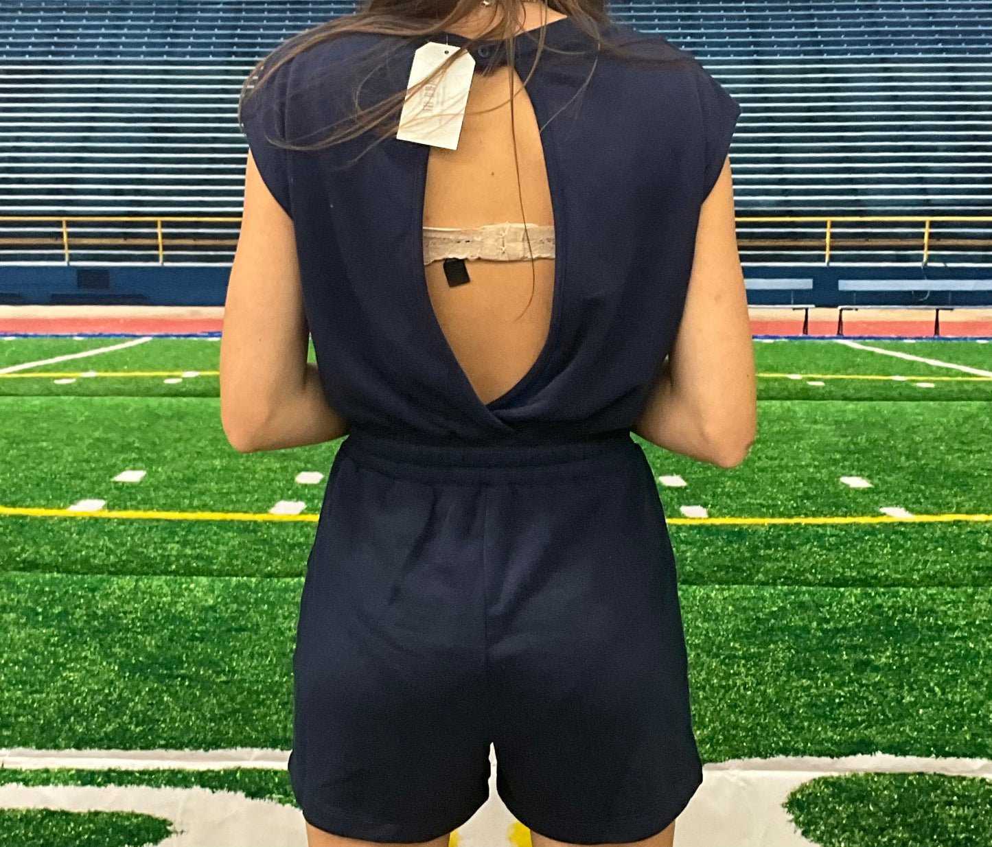 Navy Open Back Romper