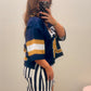 Navy Striped Denim Skirt