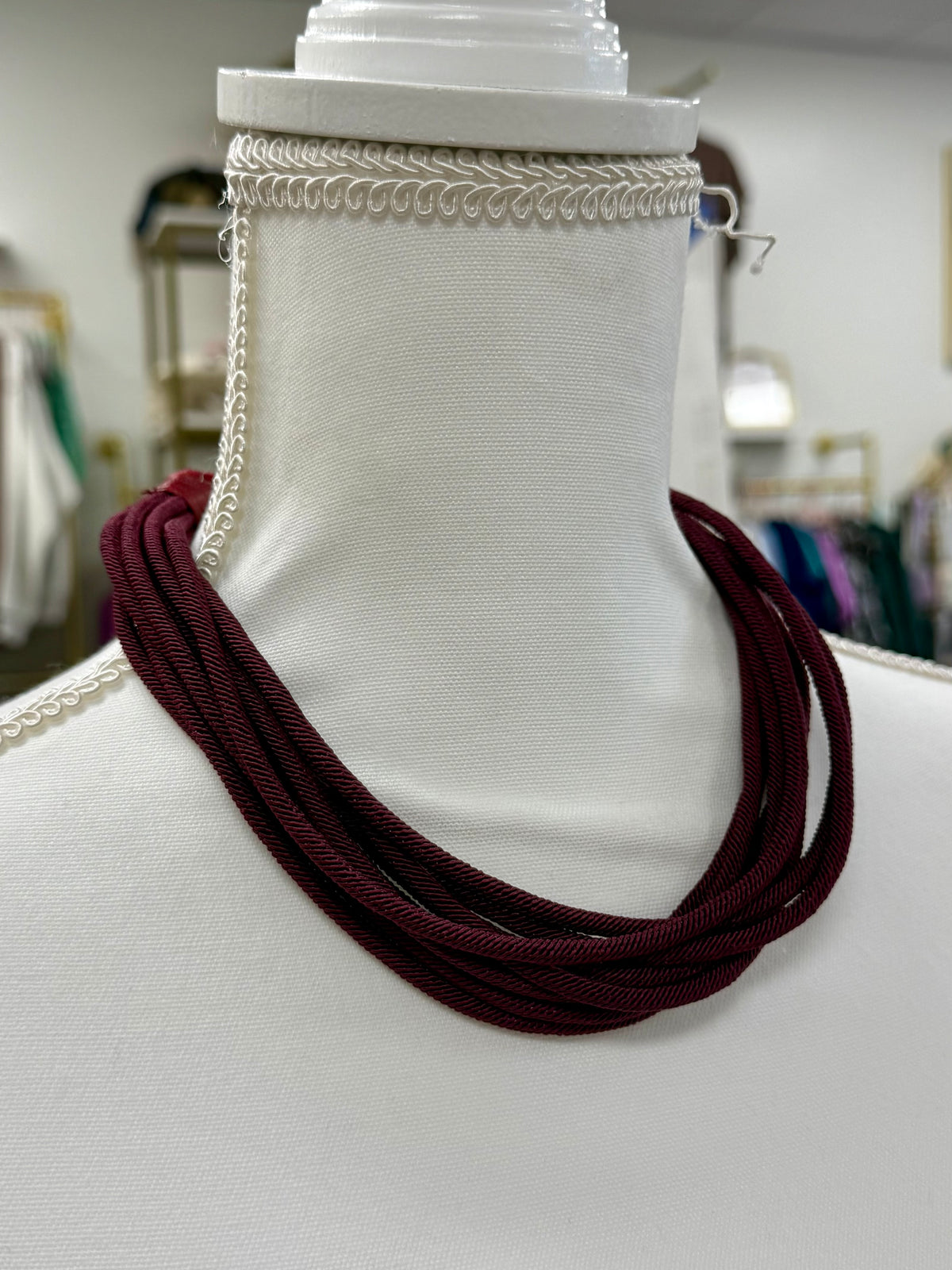Burgundy Rope Strand Necklace