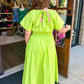 Lime Smocked Waist Maxi Dress