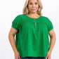 Plus Green Button Detail Top
