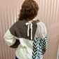 Plus Brown Patchwork Sweater