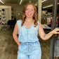 Studded Denim Romper