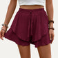 Burgundy High-Waist Tiered Shorts