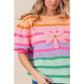 Flower Patch Striped Sweater Top
