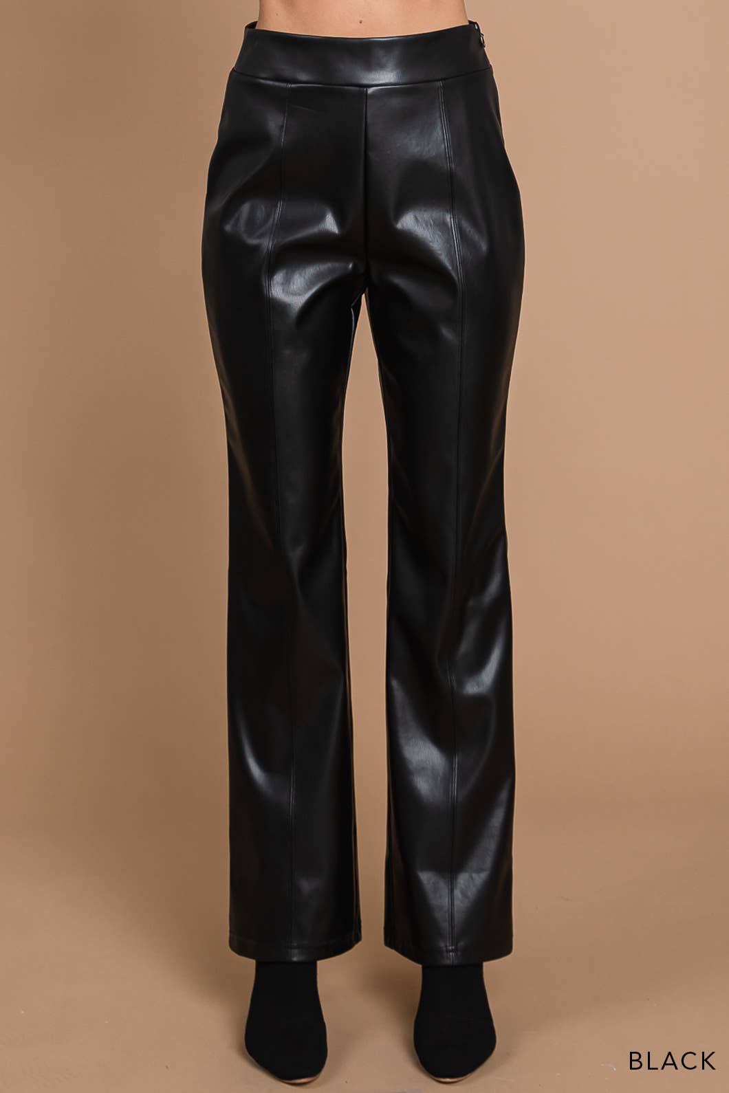 Faux Leather Flare Cut Pants