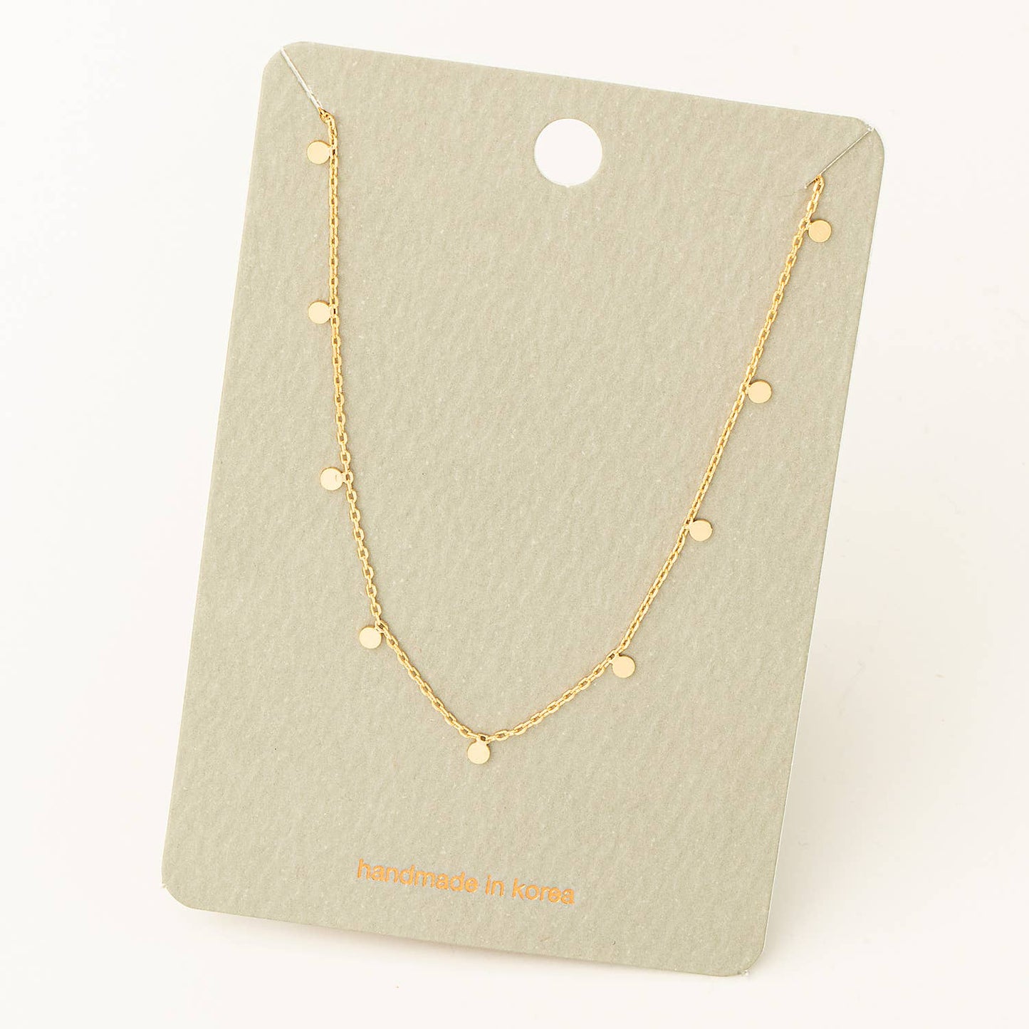 Gold Mini Disc Drop Necklace