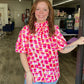 Pink Abstract Button Back Top