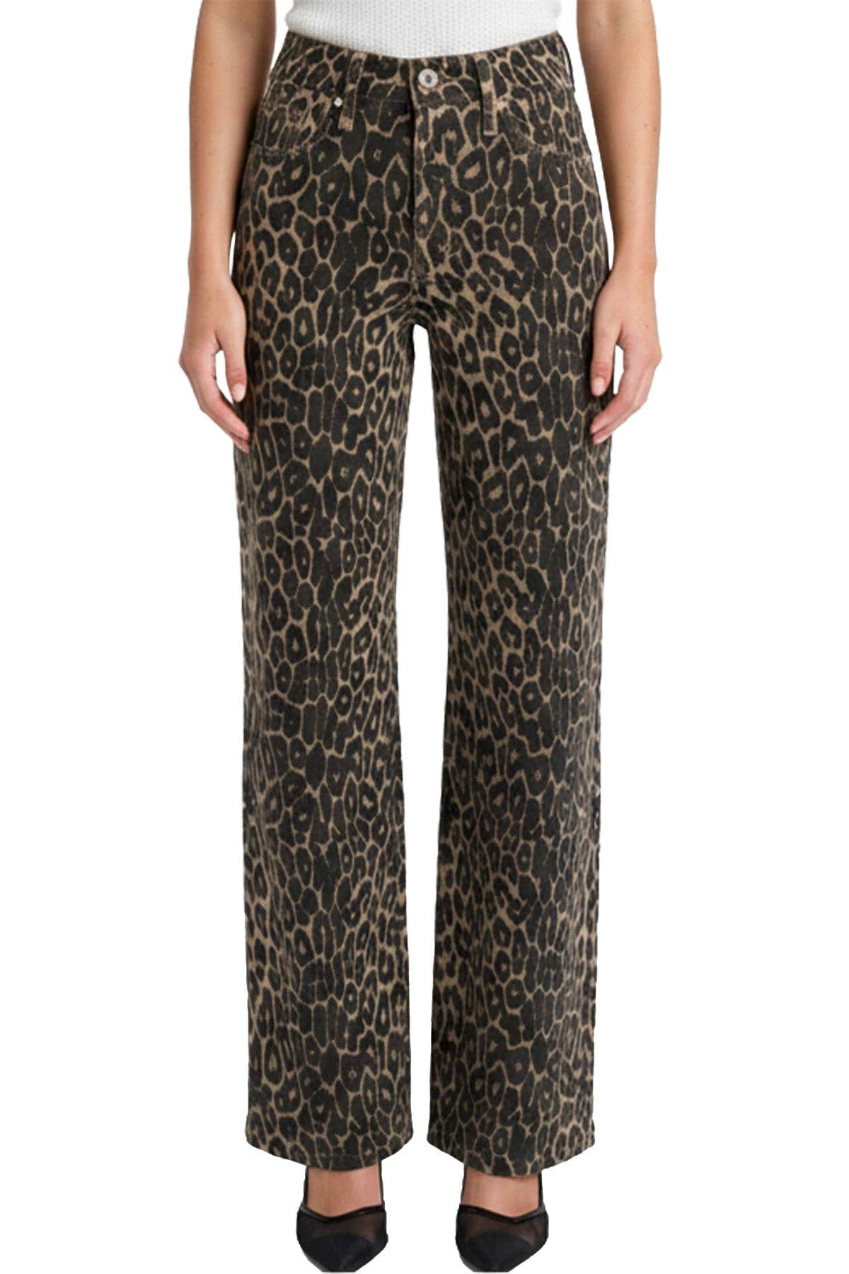 Cheetah High Rise Wide Leg Jeans