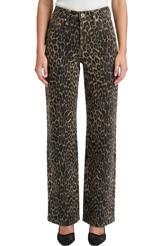 Cheetah High Rise Wide Leg Jeans