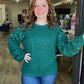 Green Pearl Drop Shoulder Sweater