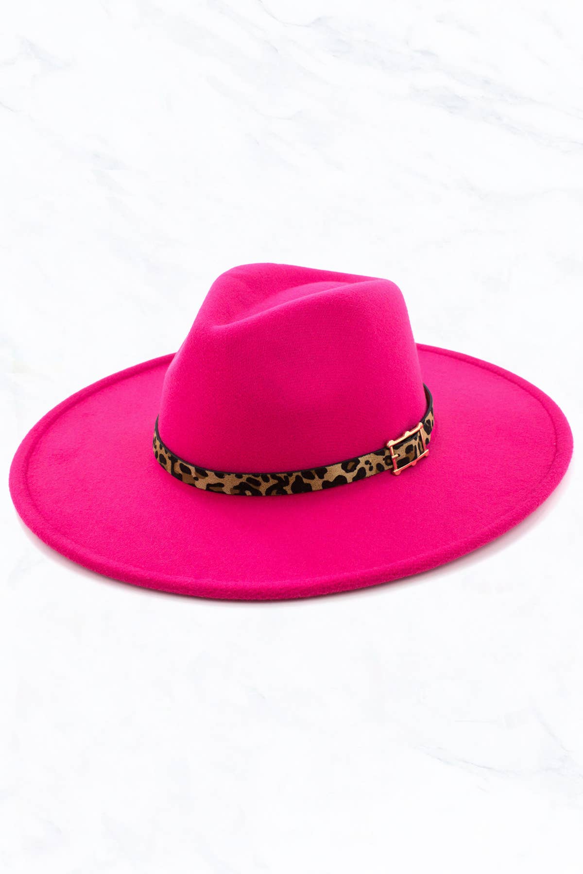 Fuchsia Felt Hat with Leopard Belt