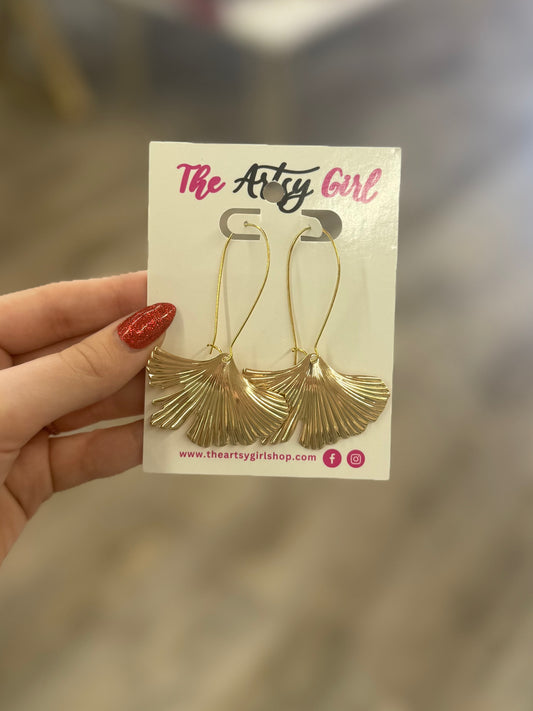 Gold Fan Dangle Earrings - The Artsy Girl