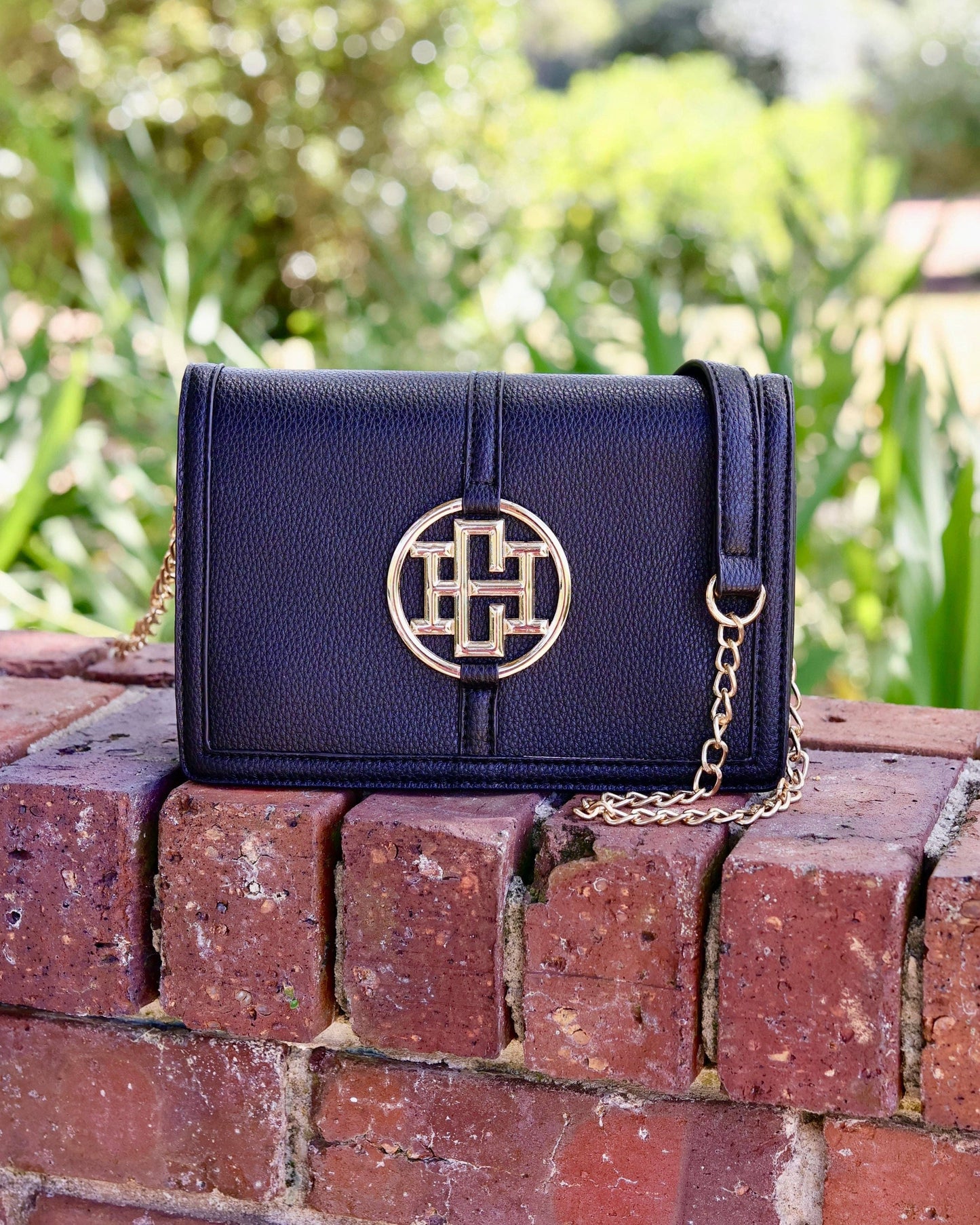 Black Cecilia Circle Logo Handbag