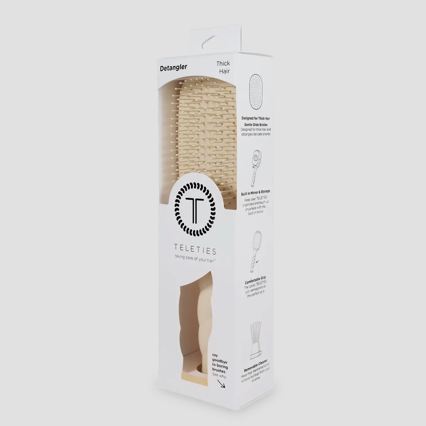 TELETIES Tan Detangler Hair Brush for Thick Hair