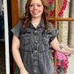 Black Denim Raw Hem Baby Top