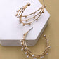 Gold Triple Wire Pearl Hoop Earrings