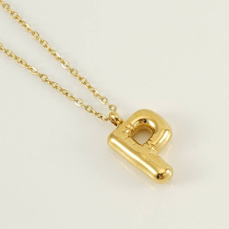 Bubble Initial Gold-Plated Stainless Steel Necklace