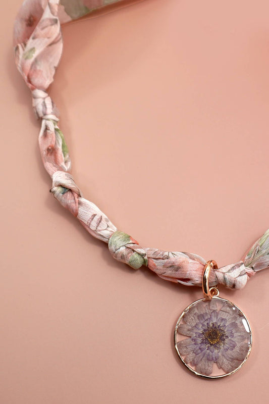 Floral Charm Scarf Interchangeable Necklace