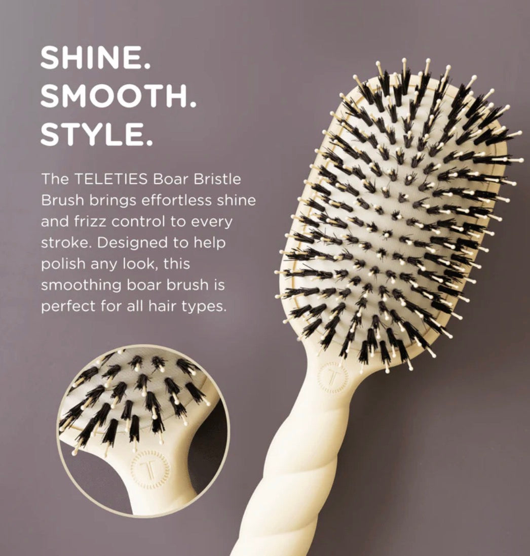 TELETIES Tan Boar Bristle Hair Brush