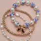 Blue Ceramic Porcelain Bow Bracelet Set
