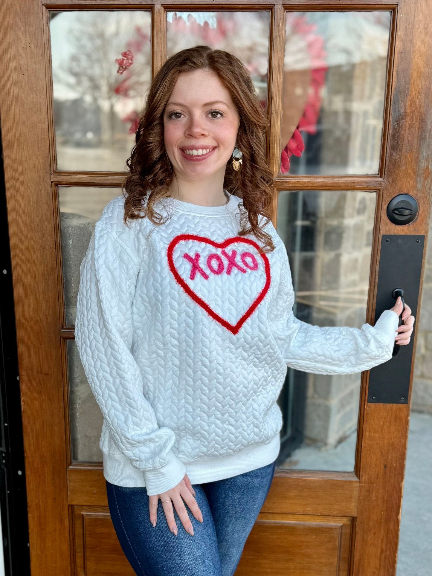 XOXO Textured Sweatshirt