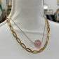 Pink Bead Gold Chain Necklace