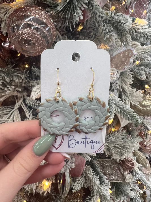 Sage & Gold Wreath Earrings