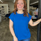 Classic Blue Folded Sleeve Top