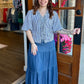 Denim Tiered Maxi Skirt