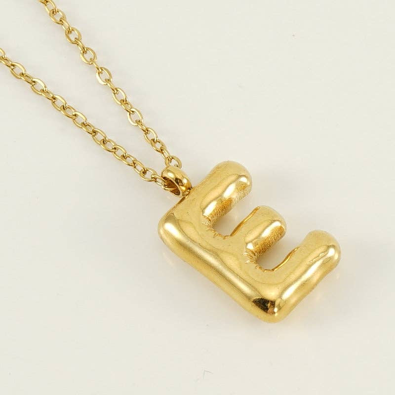 Bubble Initial Gold-Plated Stainless Steel Necklace