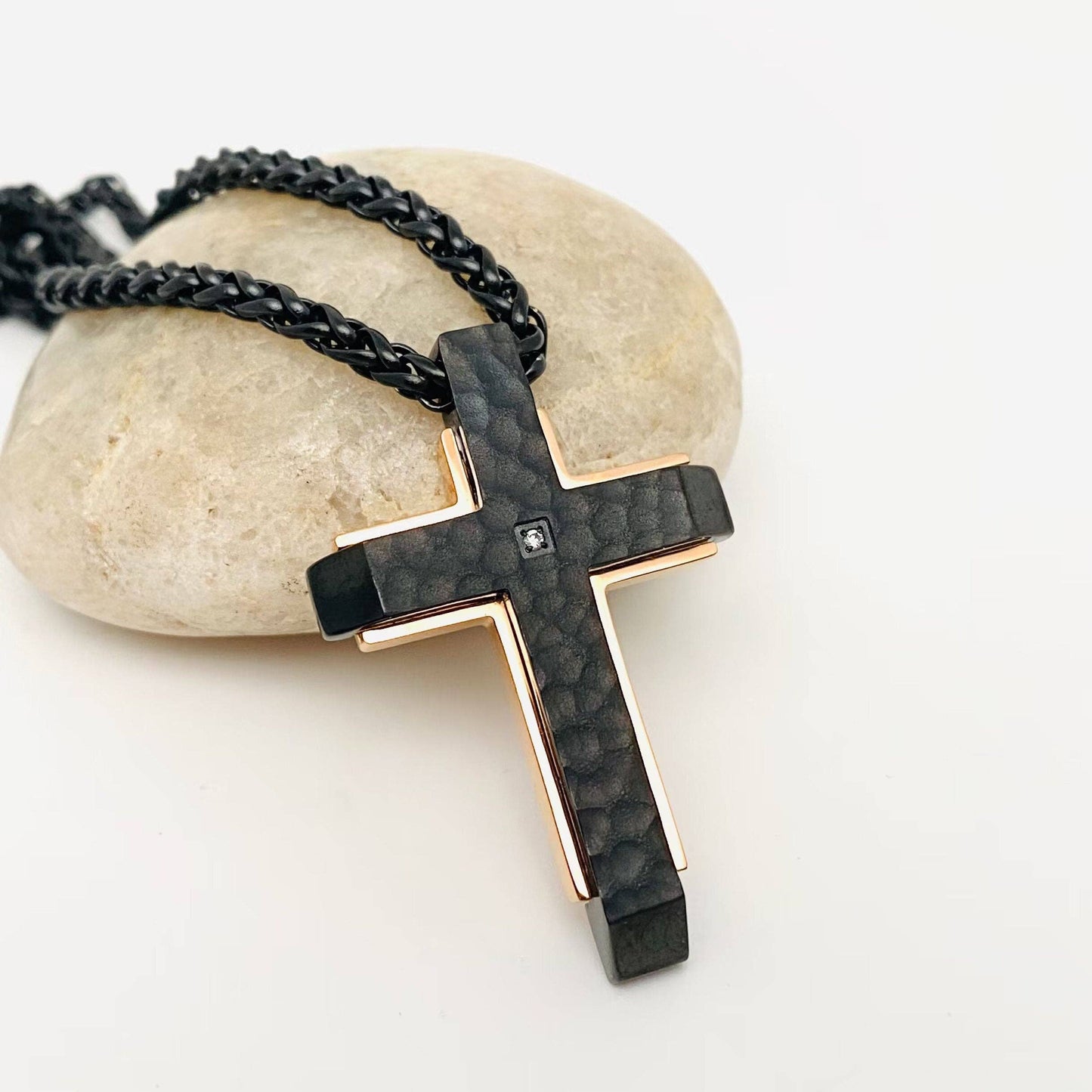 Two-tone Men’s Stainless Steel Cross Necklace